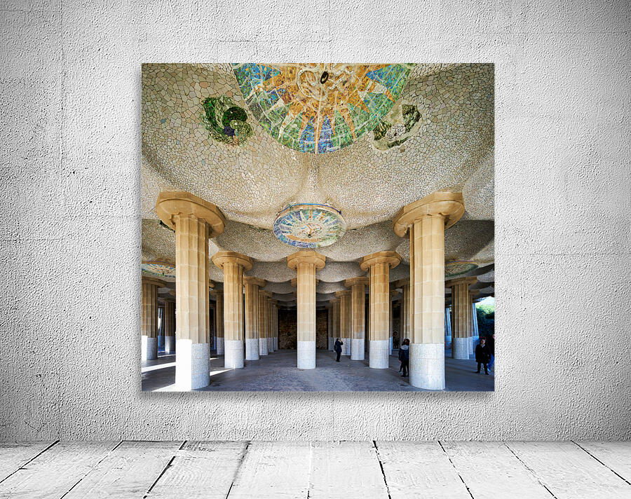 Columns and domes in Hypostyle Room at Park Guell Wall Preview
