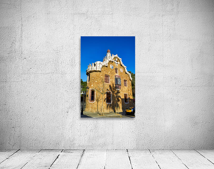 Exploring the fairytale house in Park Guell Barcelona Wall Preview