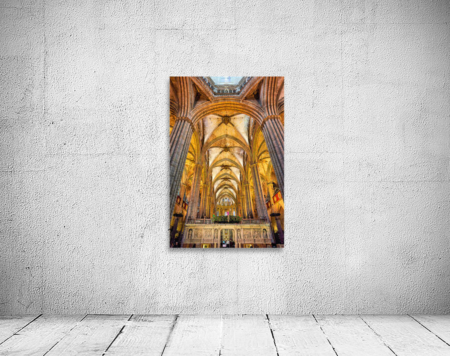 Historic view of the Cathedral of the Holy Cross in Barcelona Wall Preview