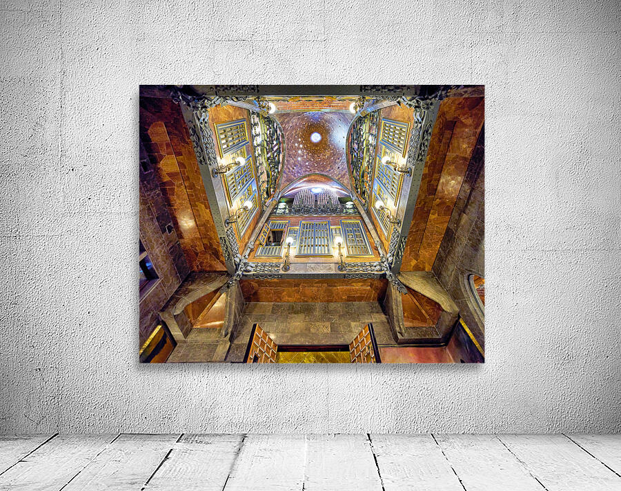 View of interior design in Palau Guell by Gaudi in Barcelona Wall Room Mockup