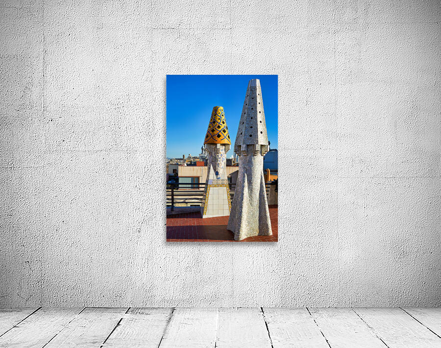 Exploring the rooftop of Palau Guell in Barcelona Spain Wall Preview