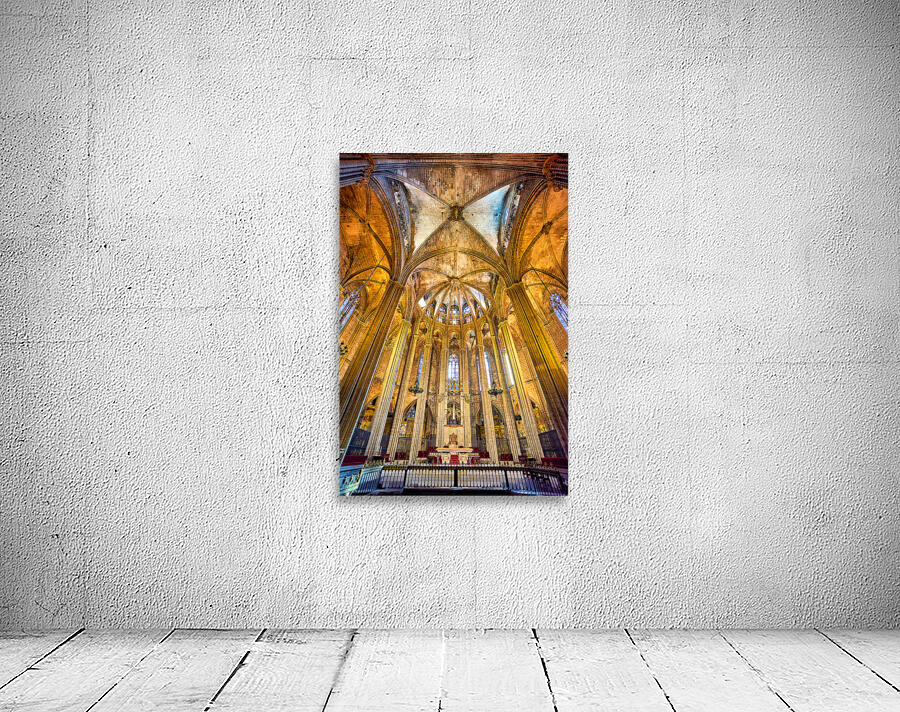 Iconic views of Barcelonas Holy Cross Cathedral Wall Preview