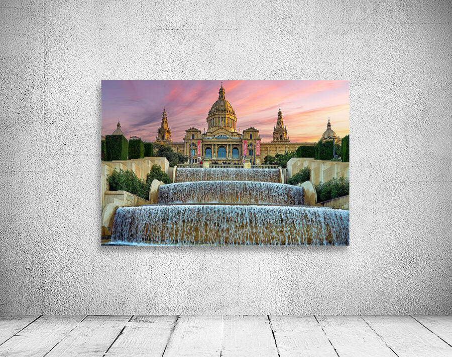 Fountains at Museu Nacional dArt de Catalunya in Barcelona Wall Preview