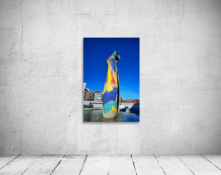 Sculpture of Woman and Bird in Barcelona park by Joan Miro Wall Preview