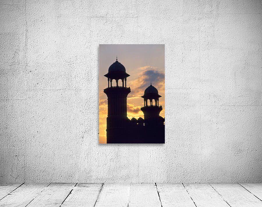 Badshahi mosque towers at sunset in Lahore Wall Preview