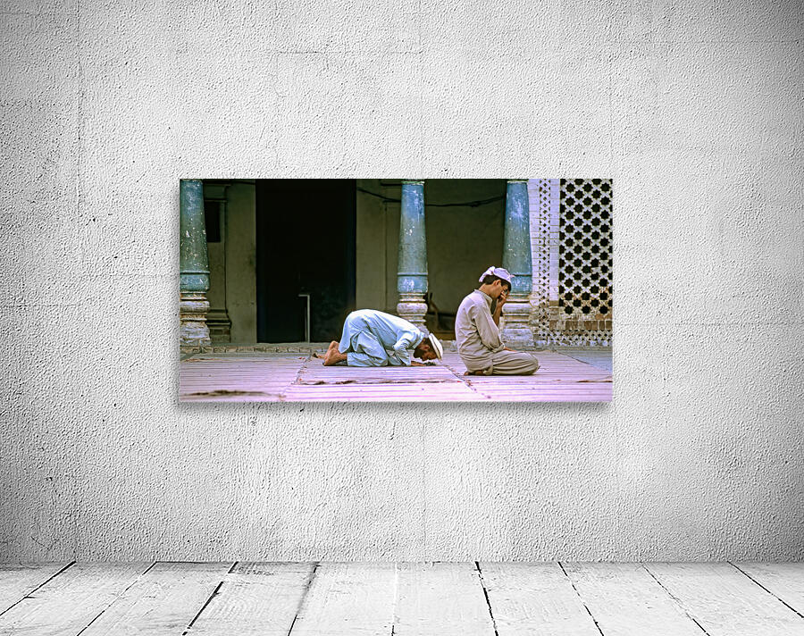 Men pray in the mosque in Chitral during afternoon prayer Wall Preview