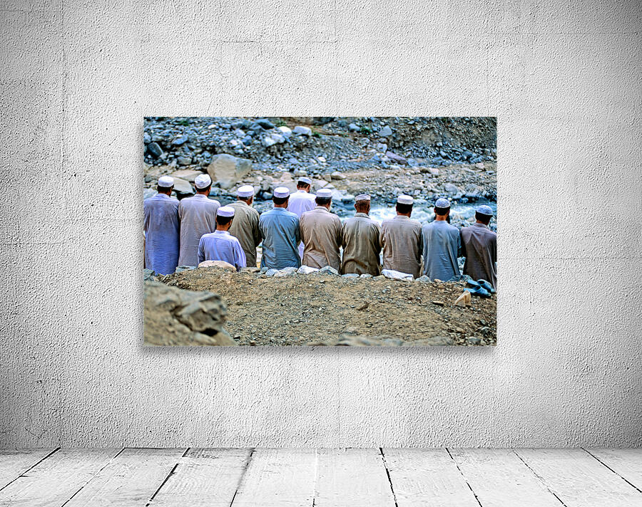 Muslim men pray outdoors in Pakistan facing Mecca Wall Preview