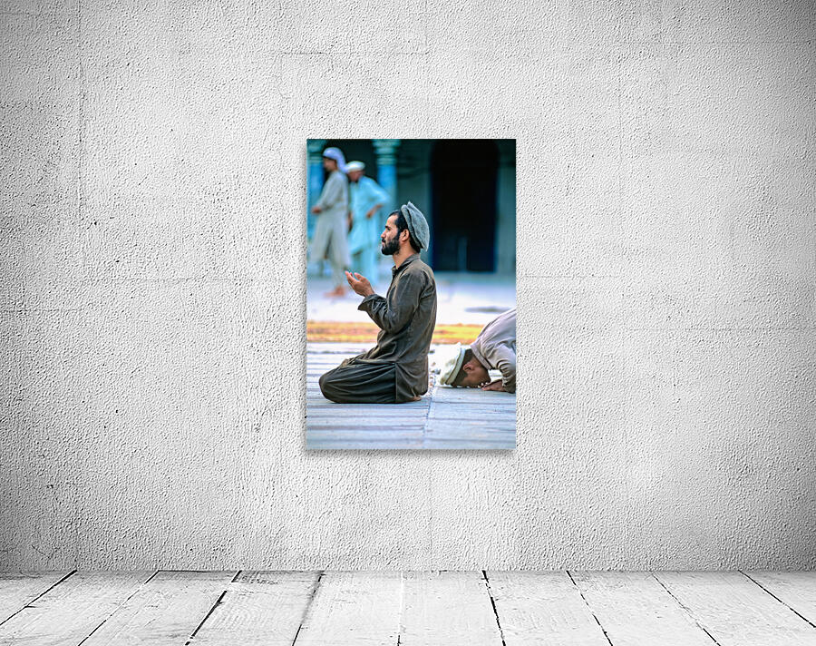 Prayers in the mosque of Chitral Pakistan at sunset Wall Preview