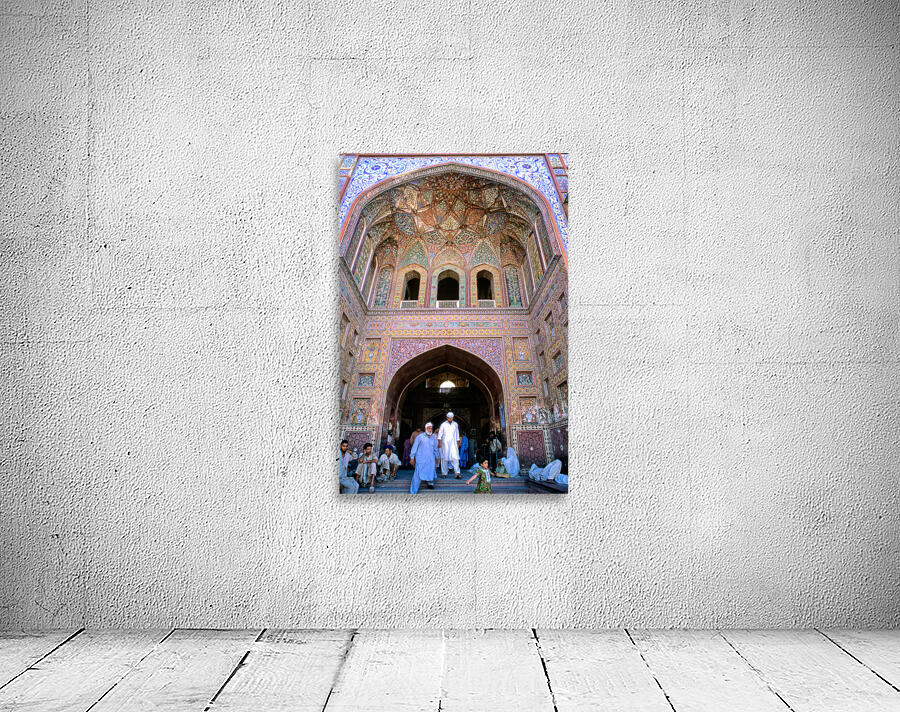 People visiting Wazir Khan Mosque in Lahore Pakistan Wall Preview