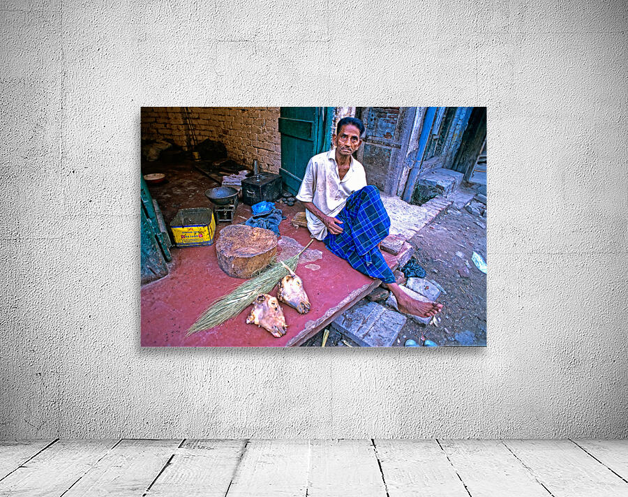 Street butcher working in Lahore during daytime hours Wall Preview