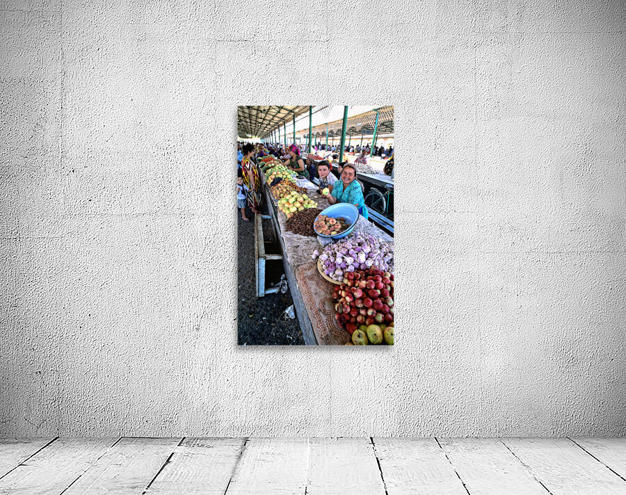Market scene in Khiva Uzbekistan with fresh produce and people Wall Preview