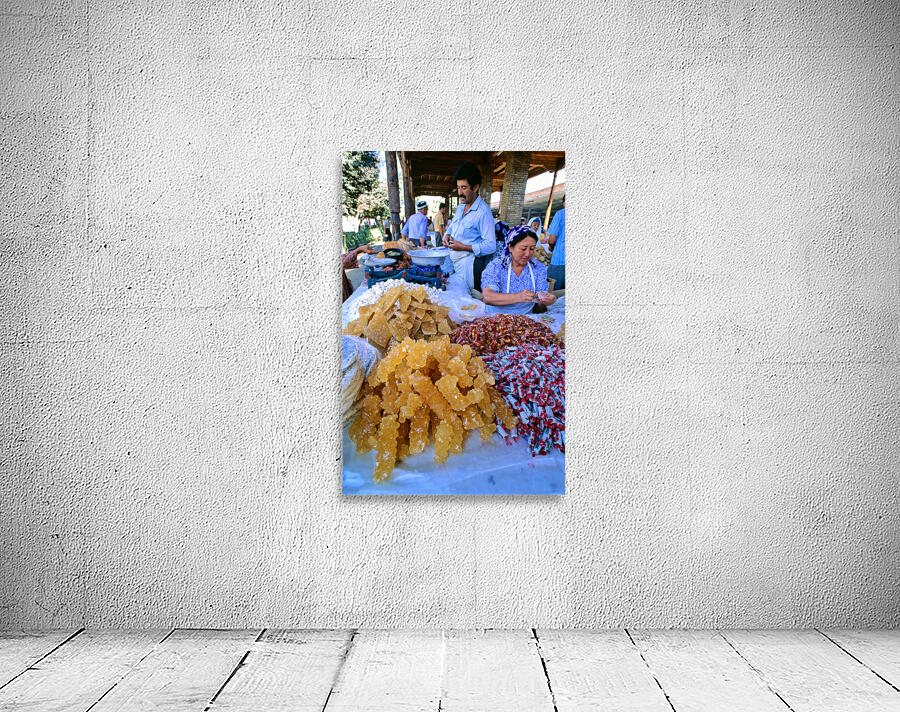 Cooks prepare sweets at a market in Samarkand Uzbekistan Wall Preview