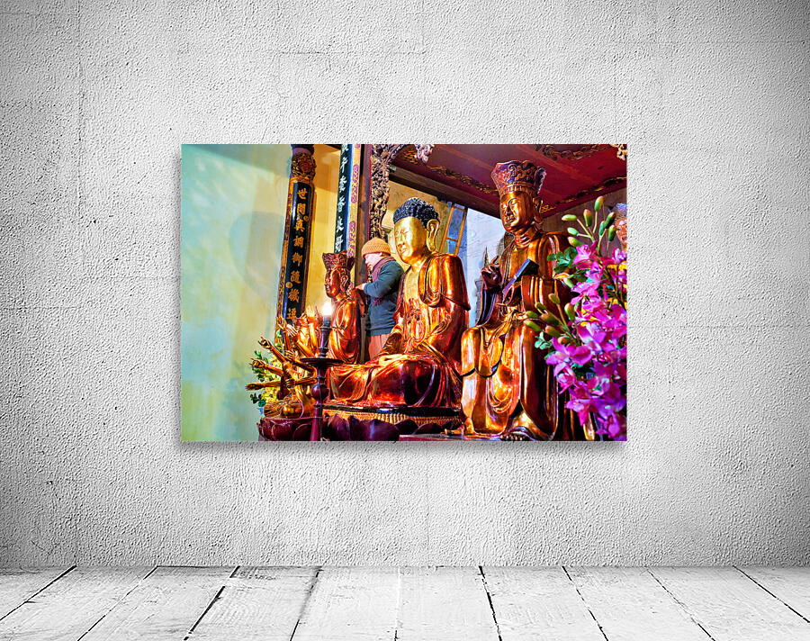 Hanoi offers a view of golden statues in a temple setting Wall Preview