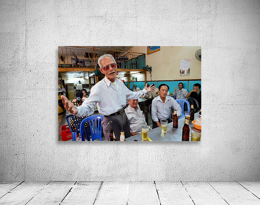 Men gather in Ho Chi Minh Vietnam for drinks and conversation Wall Preview