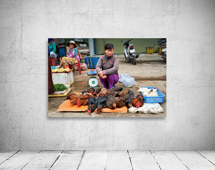 Women selling chickens at market in Phu Quoc Vietnam Wall Preview