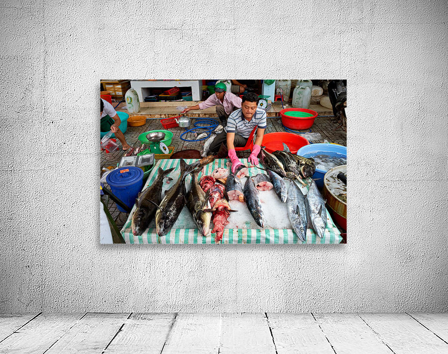 Fish market scene in Phu Quoc Vietnam during the day Wall Preview