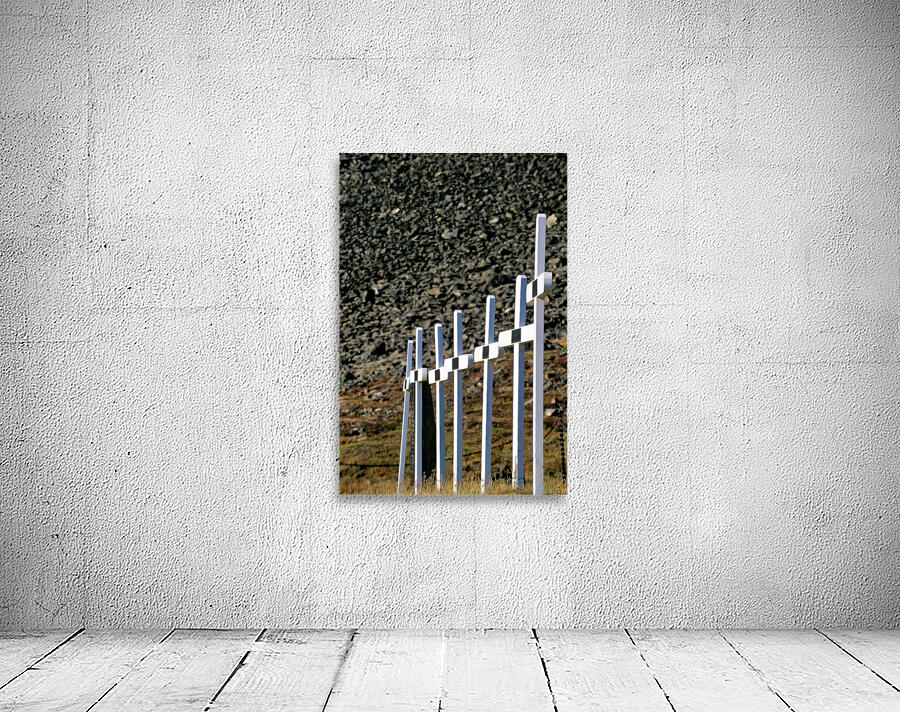 Crosses mark a cemetery in Longyearbyen Svalbard Archipelago Wall Preview