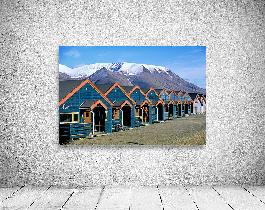 Colorful houses line the street in Longyearbyen Svalbard Wall Preview