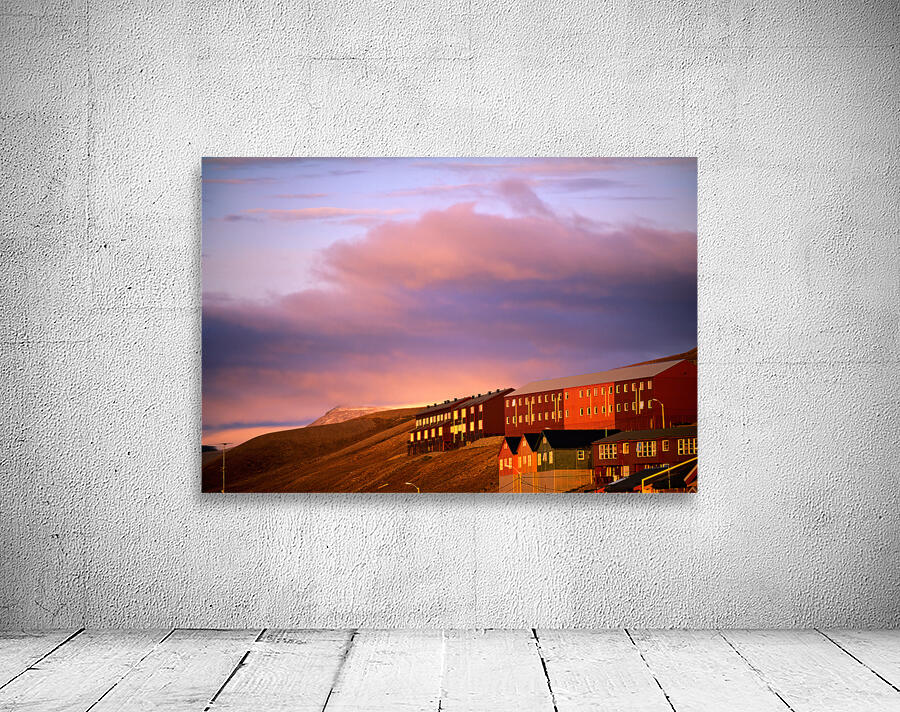 Sunset over longyearbyen in svalbard archipelago norway Wall Preview
