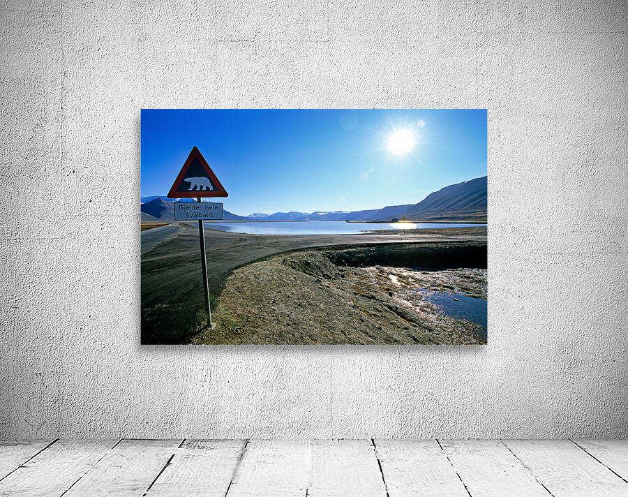Warning signs in Longyearbyen Svalbard Archipelago Norway Wall Preview
