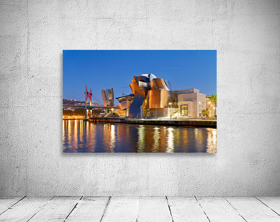 Guggenheim Museum in Bilbao at night with river view Wall Preview