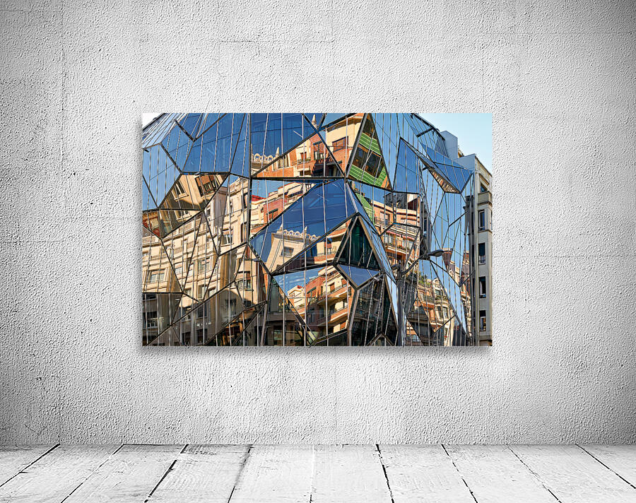 Modern building reflects city life in Bilbao Spain Wall Preview