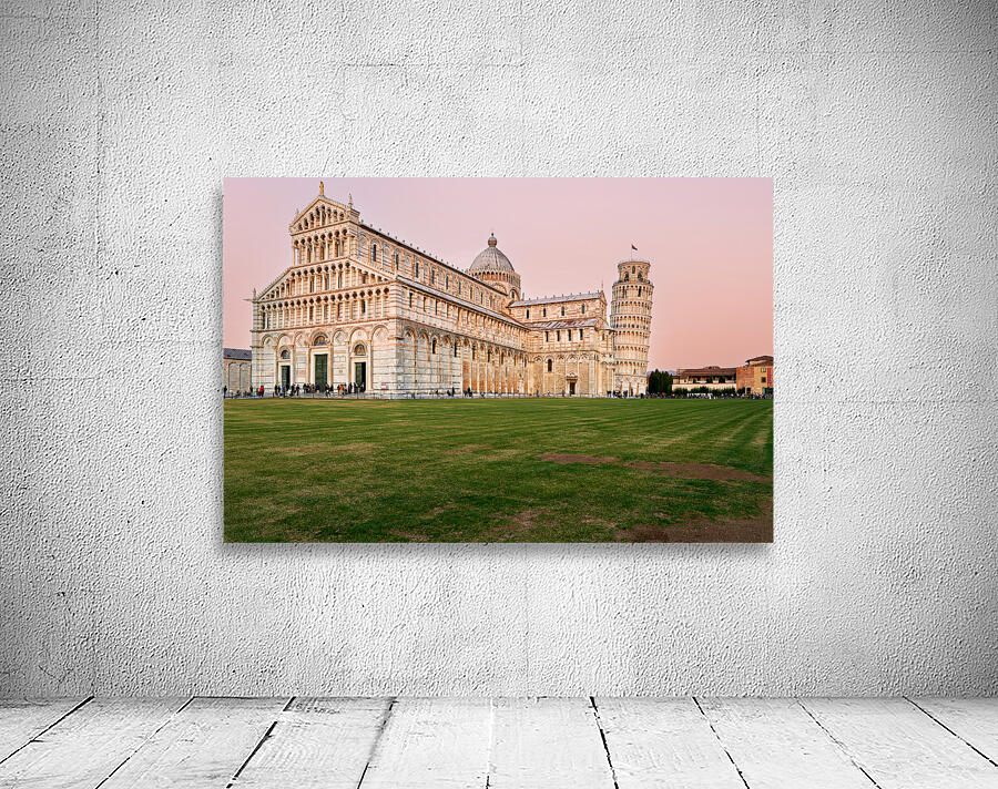Sunset view of Leaning Tower and Cathedral in Pisa Tuscany Wall Preview