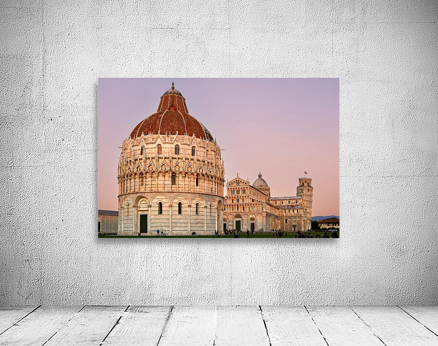 Pisa Tuscany landmarks at sunset in Square of Miracles Wall Preview
