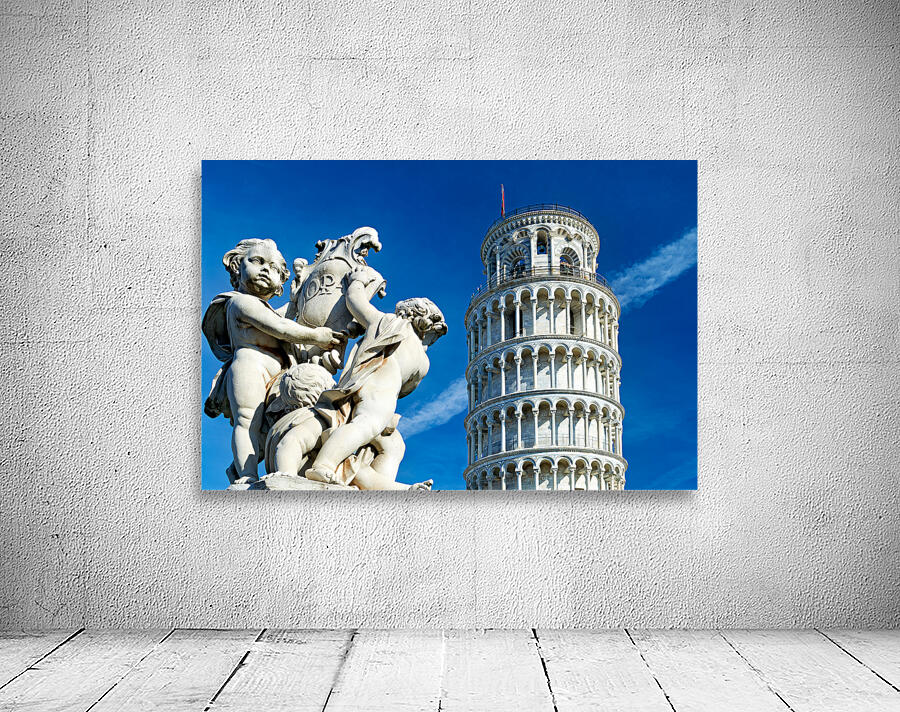 Leaning Tower and fountain in Piazza dei Miracoli in Pisa Wall Preview
