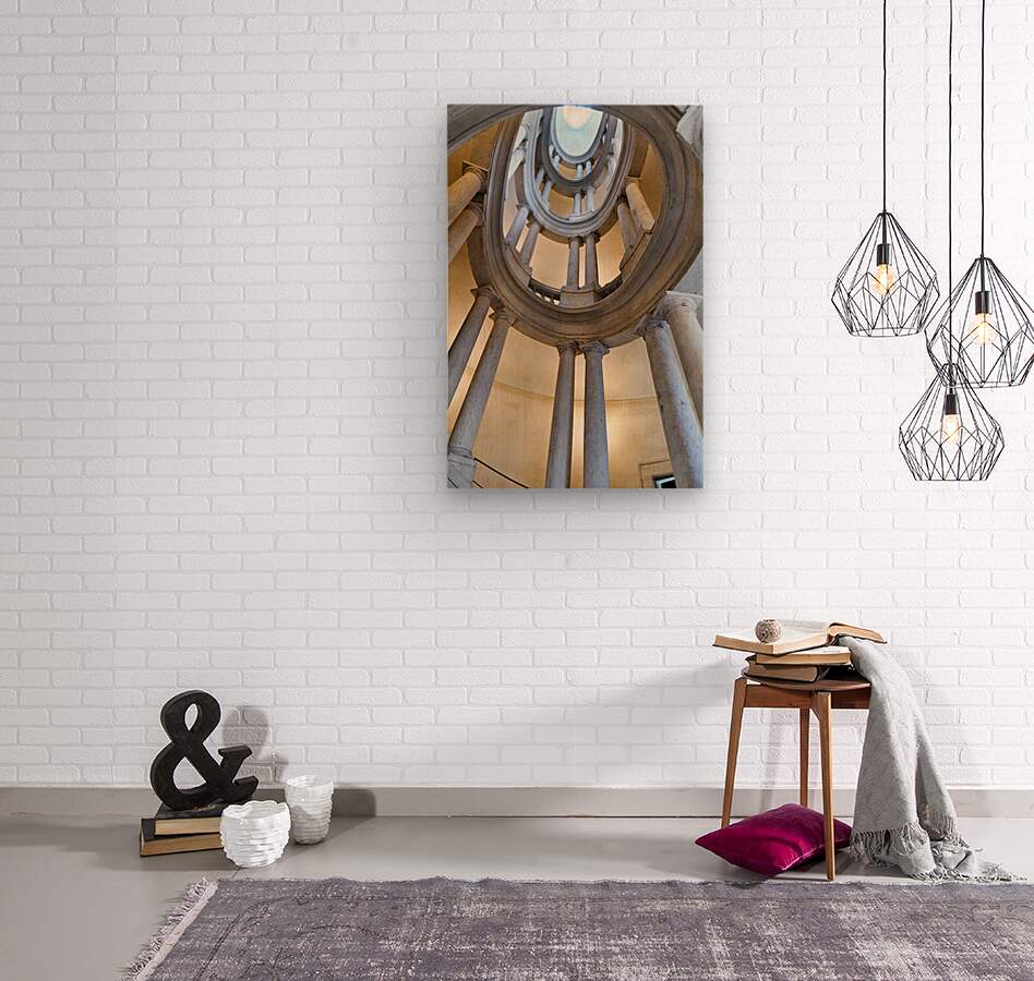 Staircase design in Galleria Nazionale dArte Antica in Rome Wood Print 1