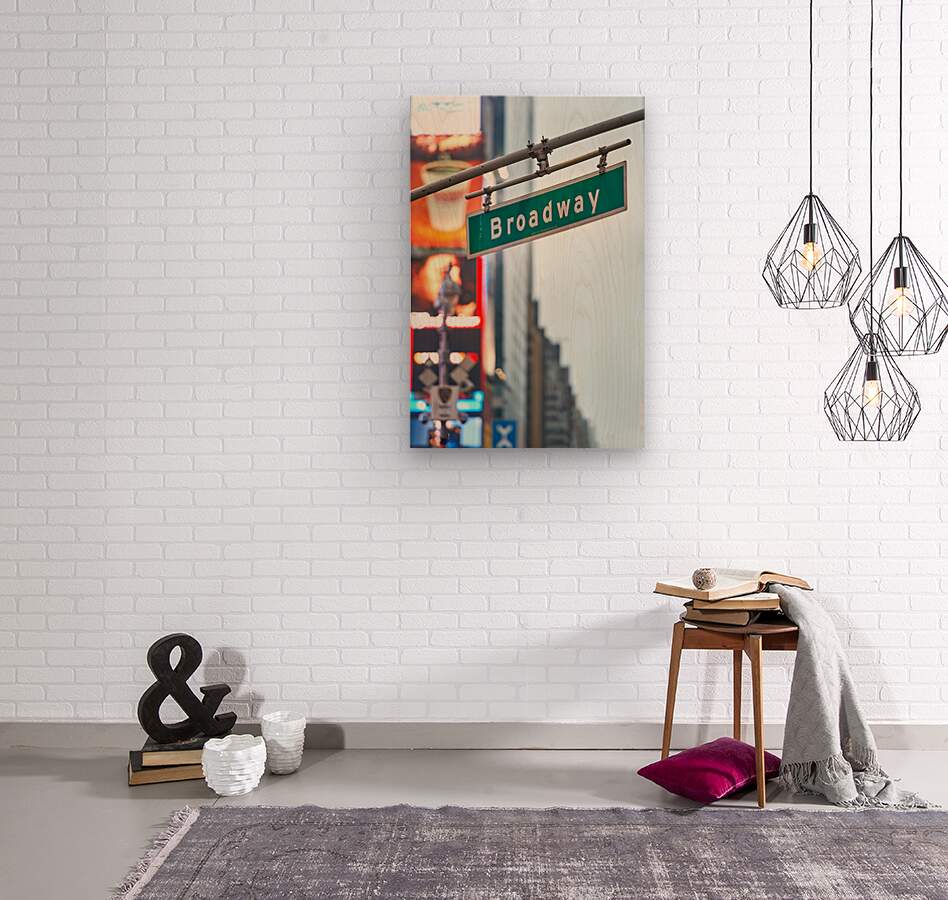 Broadway street sign in Manhattan New York City during the day Wood Print 1