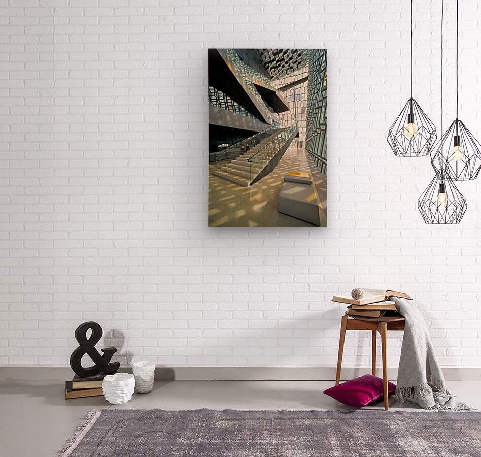 Unique design inside Harpa Opera House in Reykjavik Wood Print 1