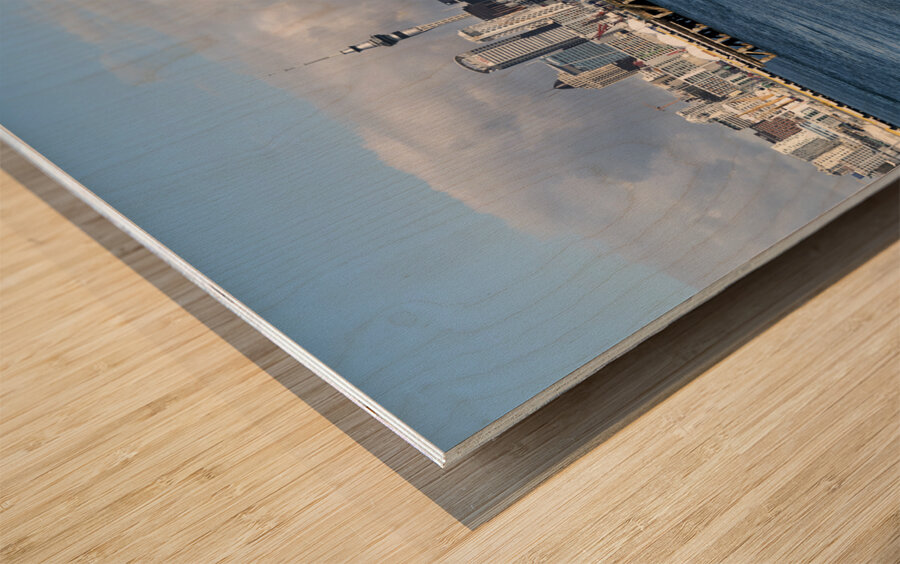 Auckland. New Zealand. The skyline of the city from Devonport Wood print