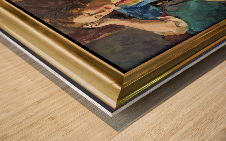 Egon Schiele - Seated Woman in a Blue House 1912 - Belvedere Museum Vienna Austria Wood print