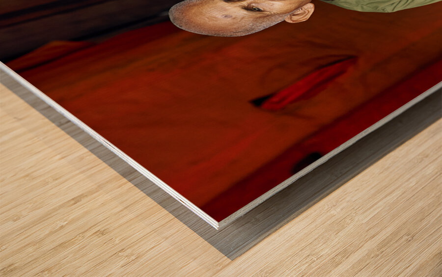 An old woman in her hut in Siem Reap. Angkor. Cambodia Wood print