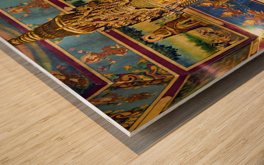 The golden interiors of the Wat Phnom Temple in Phnom Penh Cambodia Wood print