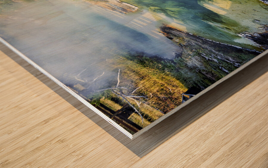 Seismograph Pool at the Yellowstone National Park. Wyoming. USA. Wood print