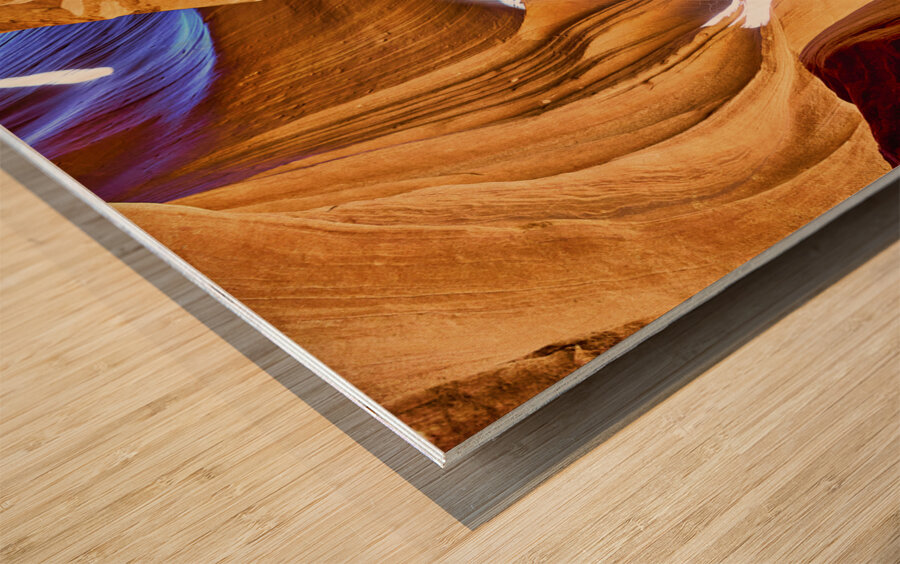 A beam of light in the Antelope Slot Canyon Navajo Tribal Park Arizona USA Wood print