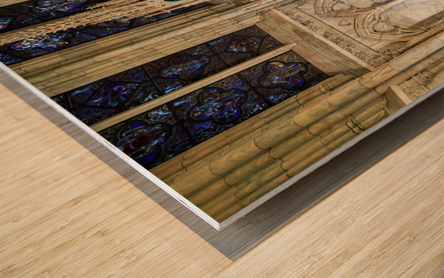 New York. Manhattan. United States. St. Patricks cathedral. A faithful prays in a chapel Wood print