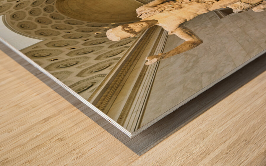 New York. Manhattan. United States. The Metropolitan Museum of Art. Greek and Roman Art. Marble statue of a wounded warrior Wood print