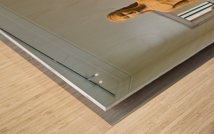 New York. Manhattan. United States. The Metropolitan Museum of Art. Greek and Roman Art. Marble statue of a kouros youth Wood print