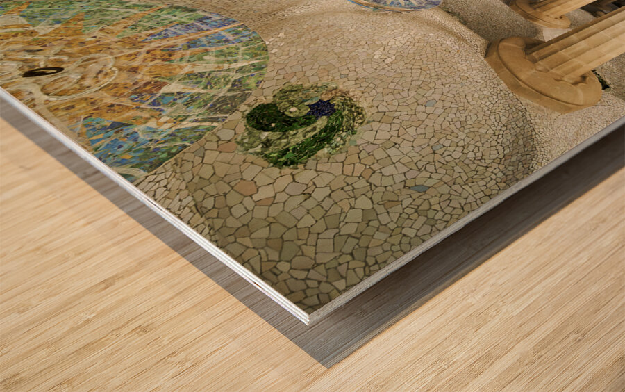 Barcelona. Catalonia. Spain. Columns and Domes of Hypostyle Room in Park Guell Wood print