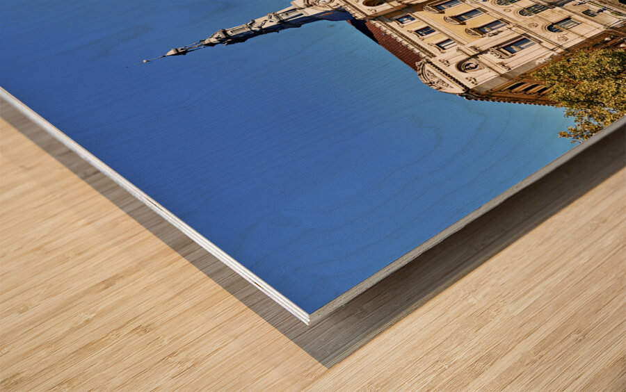 Bilbao Biscay Spain. Historical buildings by Nervion River Wood print