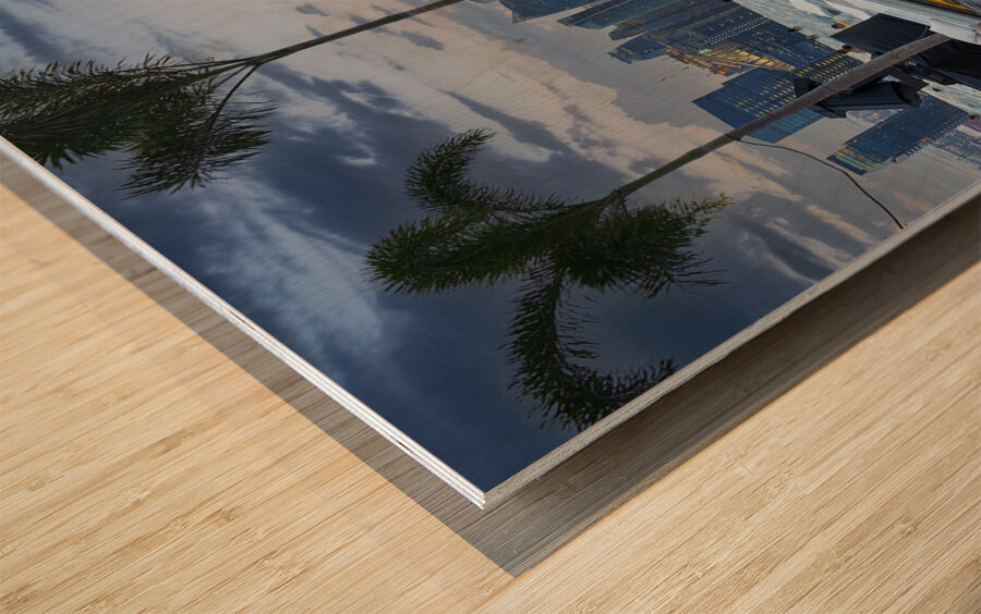 Singapore. The Infinity Pool at Marina Bay Sands Hotel Wood print