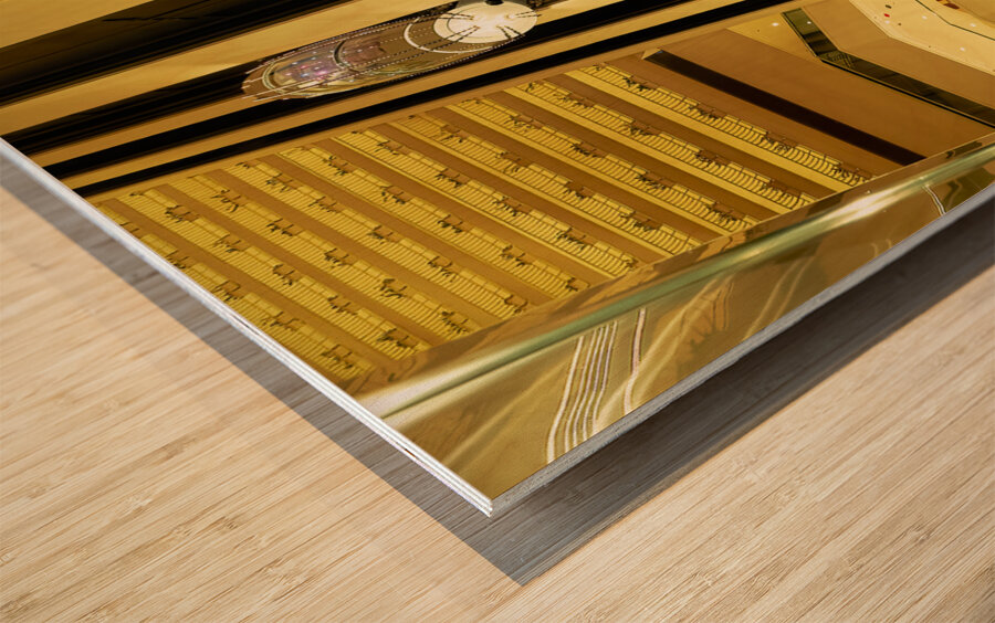 Singapore. The futuristic interiors of the Pan Pacific 5 star hotel Wood print