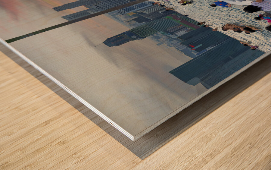 Singapore. The Infinity Pool at Marina Bay Sands Hotel Wood print