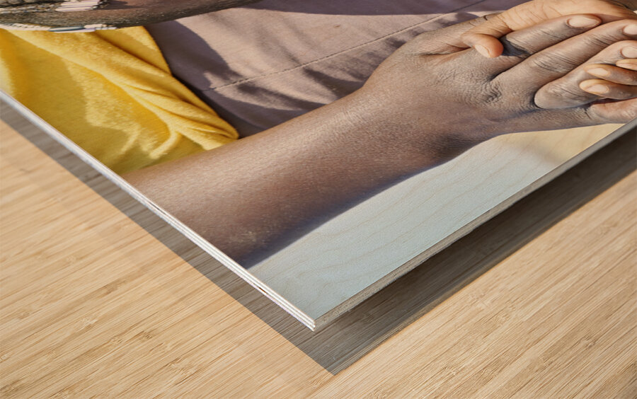 Namibia. Portrait of a child of Zemba Bantu ethnic group in Kunene Region Wood print