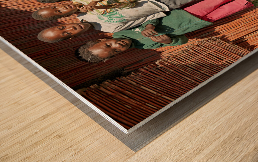 Namibia. A group of children in school in Rundu Kavango Region Wood print