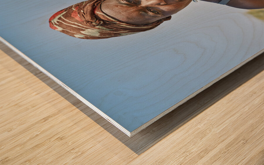 Namibia. Portrait of a woman of Zemba Bantu ethnic group in Kunene Region Wood print