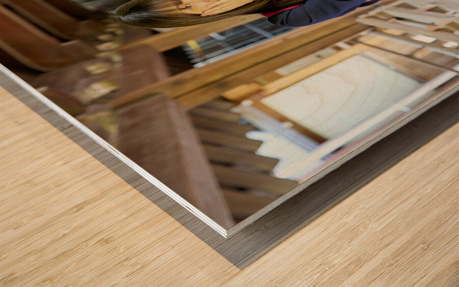 Japan. Kyoto. Nice girls in Chion-in temple Wood print